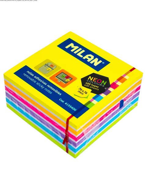 Notas Adhesivas Milan 3x3 Pulgadas Cubo Neon 400 Hojas 1 Unidad Arimany