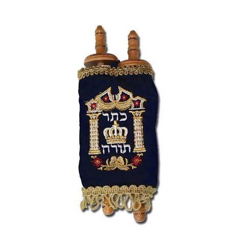 Small torah Scroll with Decorated Handles and an Embroidered Velvet ...