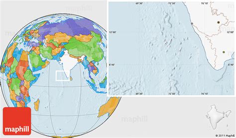 Political Location Map of Lakshadweep, highlighted country