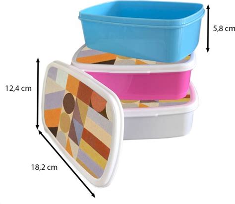 Broodtrommel Roze Lunchbox Brooddoos Geometrie Vormen Kleuren