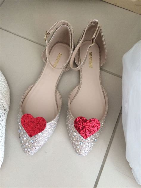 My wedding shoes! Sparkly flats and sparkly red heart shoe clips