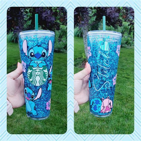 Custom Decal Stitch Starbucks Snowglobe Tumbler Snow Globe Etsy