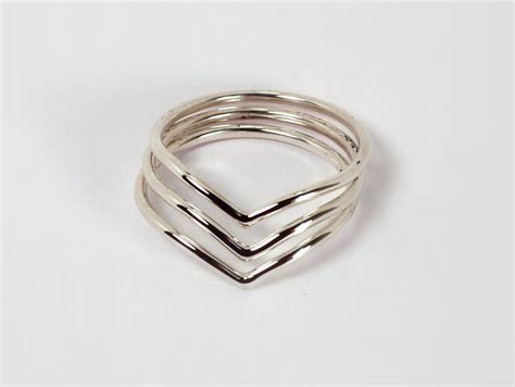 3 Chevron Stacking Rings Sterling Silver Made To Order