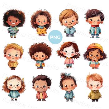 Cartoon Kids Characters Clipart Kindergarten Preschooler Children PNG Images