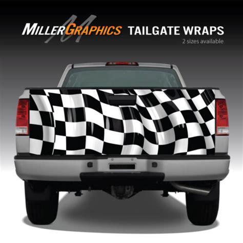 Checkered Flag Waving Truck Tailgate Vinyl Graphic Decal Wrap Ebay