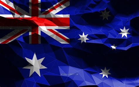 Download Wallpapers 4k Australian Flag Low Poly Art Oceanian