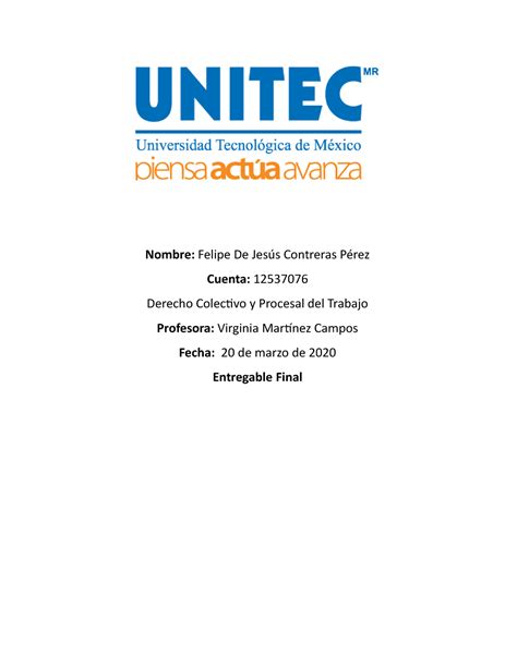 Entregable Final Derecho Colectivo Y Procesal Del Trabajo Felipe