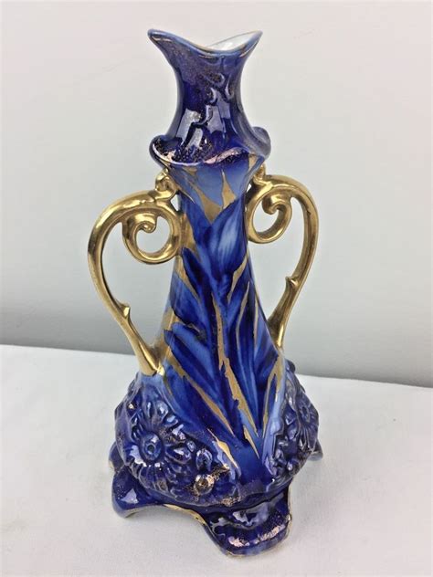 Antique Cobalt Royal Blue Vase Middleport Pottery Porcelain Art Nouveau