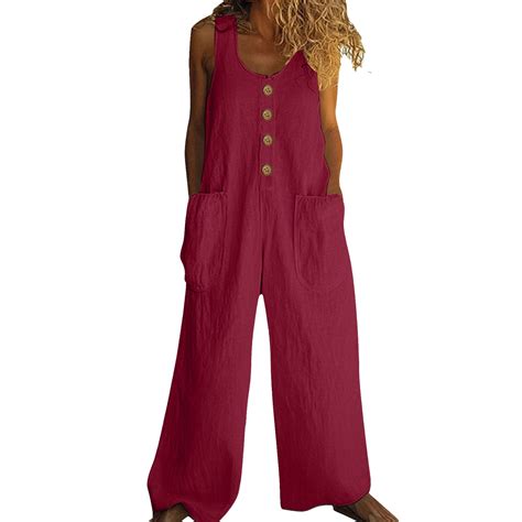 GILIGEGE Women's Casual Loose Overalls Jumpsuits One Piece Sleeveless