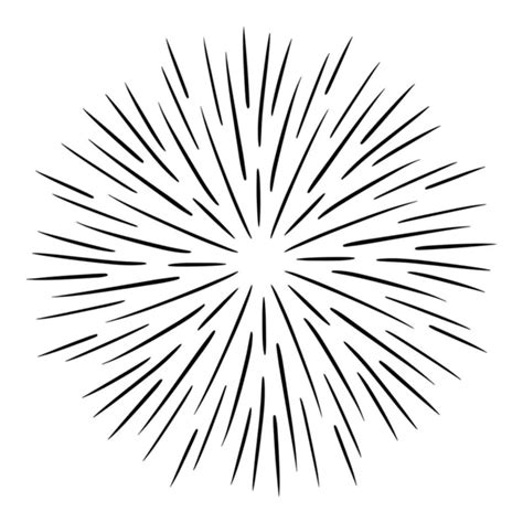 Vintage Sunburst Explosion Handdrawn Design Element Fireworks Black