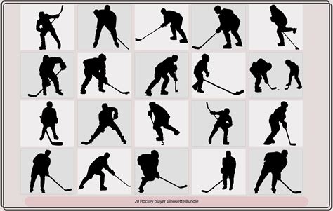 Eishockey Spieler Silhouetten Vektor Silhouetten Eishockey Spieler