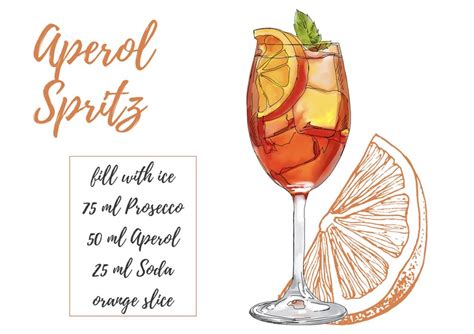 Aperol Spritz Cocktail Party Drink Recipe Cards Printable Bar