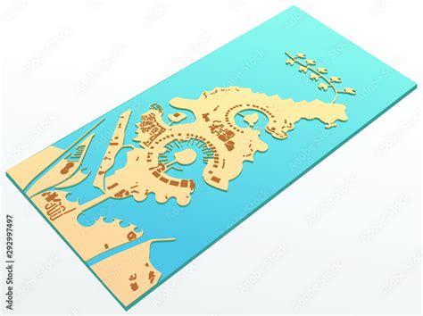 A 3D vector map of Pearl artificial island, Viva Bahriya, La plage ...