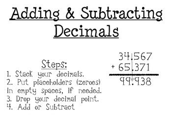 Adding And Subtracting Fractions And Decimals