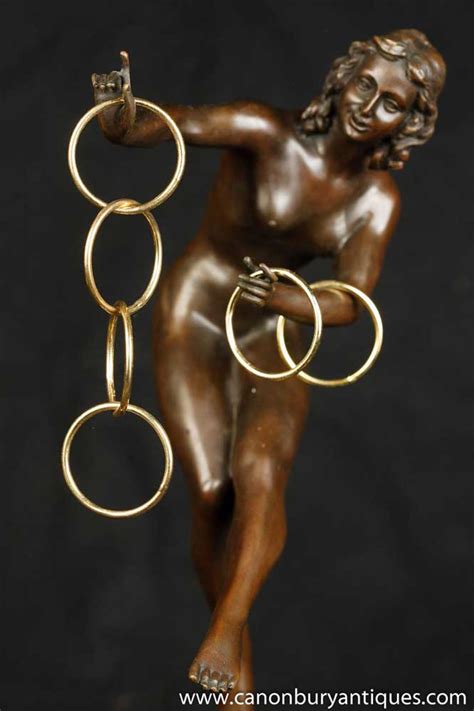 Art Deco Bronze Hoop Dancer Signed Colinet Nude Figurine