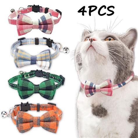 Breakaway Adjustable Safety Cat Collar with Bell and Removable Bow Tie ...