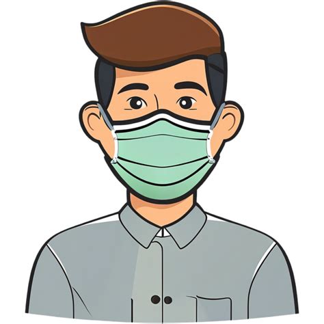 Cartoon Man Wearing Face Medical Mask Ai Generative 33494895 Png