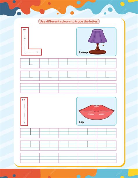 Premium Vector | Handwriting worksheet and arrow direction alphabet l