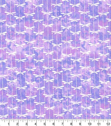 Keepsake Calico Cotton Fabric Untamed Dragonfly Purple Stamped