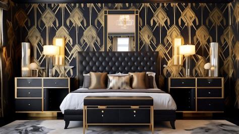 Premium Ai Image Generative Ai Glamorous And Luxurious Art Deco Bedroom