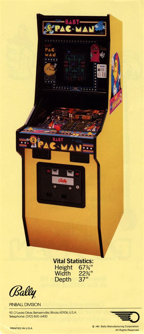 Baby Pac Man Bally Manufacturing Co Pinball 1982 USA The