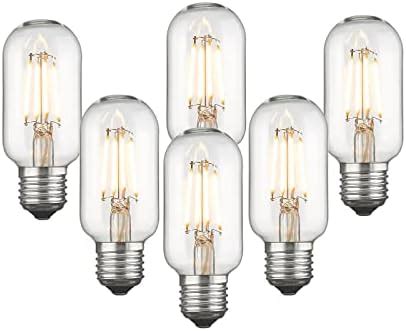 Emliviar Vintage T45 LED Edison Bulbs 6 Pack Antique Tubular Bulbs 6W