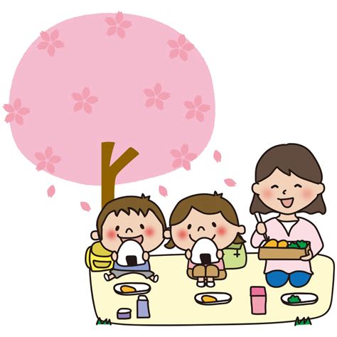 お花見をするママと子供の無料 フリー イラスト かわいい手描きの無料素材「てがきっず」保育園・小学校・介護施設にぴったりのフリー素材イラスト