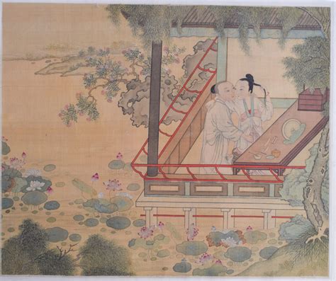 A Fine Th Century Chinese Erotic Watercolour Painting Qianlong