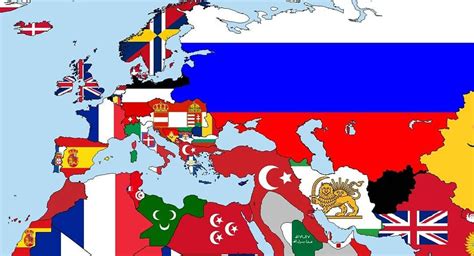 1914 World Map With Flags