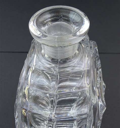 Large Vintage Clear Glass Perfume Bottle With Stopper Retro Etsy