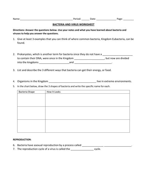 Virus And Bacteria Worksheet Key Ivuyteq