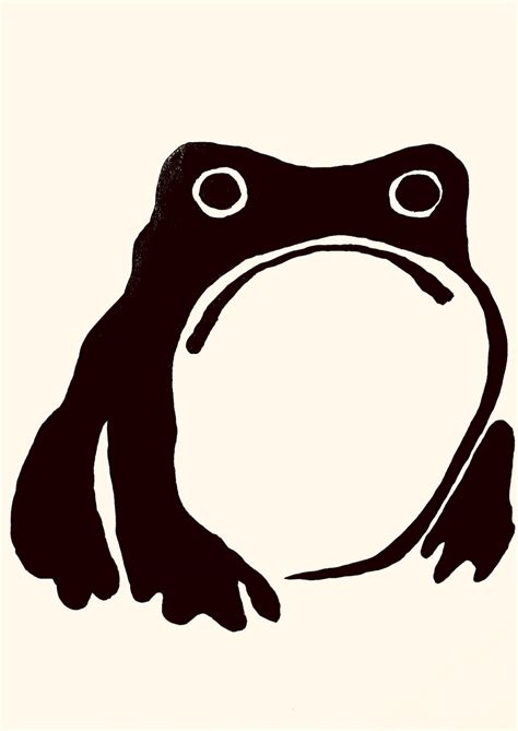 Japanese Grumpy Frog Painting Matsumoto Hoji Frog Art Print Etsy