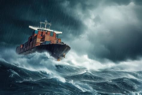 Durante Uma Tempestade Envolvendo Ondas Grandes Um Navio Porta