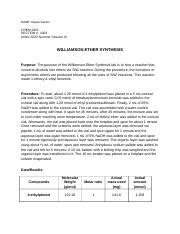 Williamson Ether Synthesis Lab Report Docx Name Alyssa Santos Chem