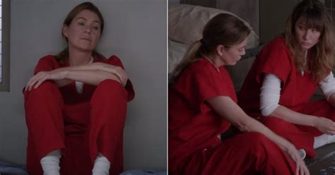 Meredith Grey Bonds With Cellmate In Grey S Anatomy Video Popsugar Entertainment