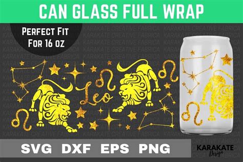 Leo Zodiac 16 Oz Can Glass Wrap Svg Graphic By Karakate · Creative Fabrica