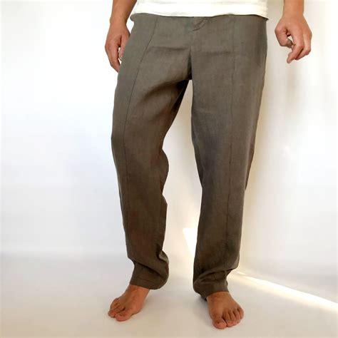 Elegantes Pantalones De Lino Para Hombre Pantalones Etsy