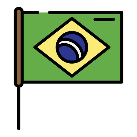 Brazil flag icon color outline vector 15062897 Vector Art at Vecteezy