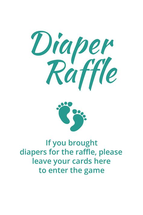 Minimalistic Turquoise Diaper Raffle Sign Template Square Signs