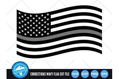 Wavy Corrections Flag SVG Thin Grey Line Cut File USA Flag SVG By