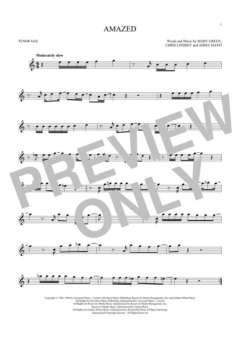 Amazed By Lonestar Sheet Music For Tenor Sax Solo At Sheet Music Direct