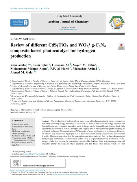 Pdf Review Of Different Cdstio2 And Wo3 G C3n4 Composite Based