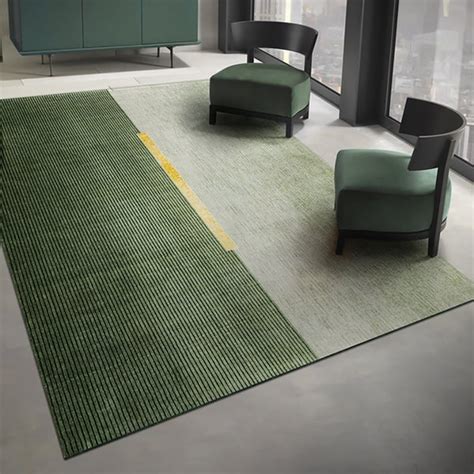 X Rectangle Geomatric Contemporary Multipurpose Green Area Rug