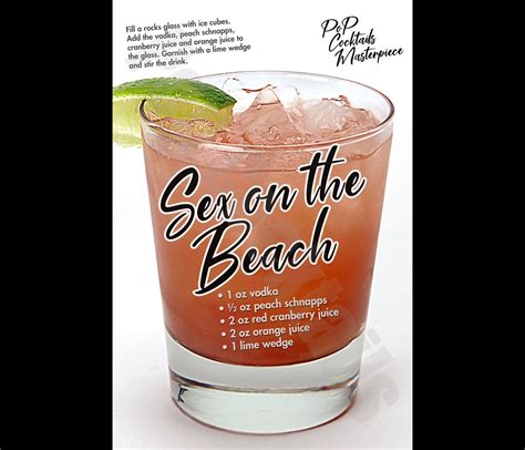 Sex On The Beach Cocktail Masterpiece Poster By Pop Cocktails Etsy