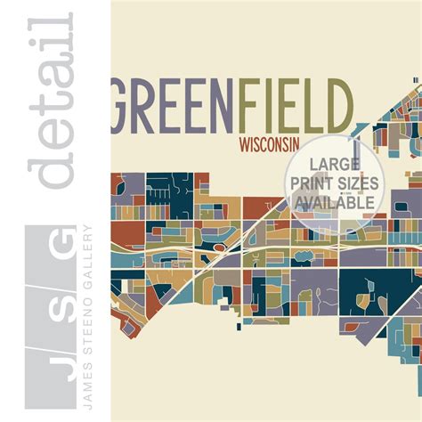 Greenfield Wisconsin Art Map Print by James Steeno milwaukee - Etsy