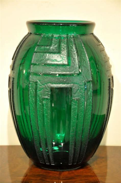 Daum Nancy France Vase Vert Emeraude Art Deco