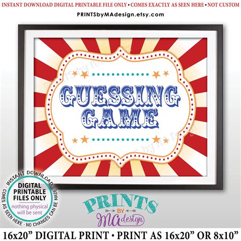 Guessing Game Sign Guess How Many Guess The Candy Carnival Etsy