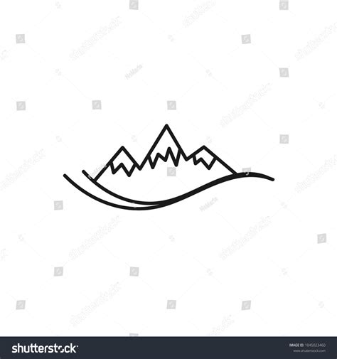 Mountain Peaks Sea Waves Outline Landscape Stock Vector (Royalty Free