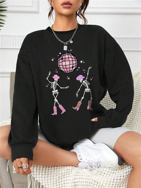 Shein Ezwear Skeleton Print Drop Shoulder Sweatshirt Shein Usa