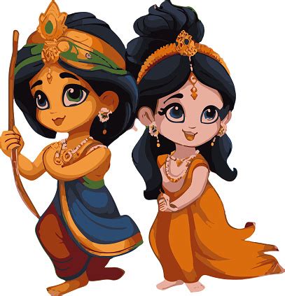 A Cute Little Radha Krishna Anime Stock Illustration - Download Image ...